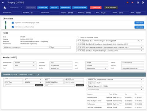 RATIOsoftware - Online Agenturbuchungsmaske Demo - Jetzt testen!