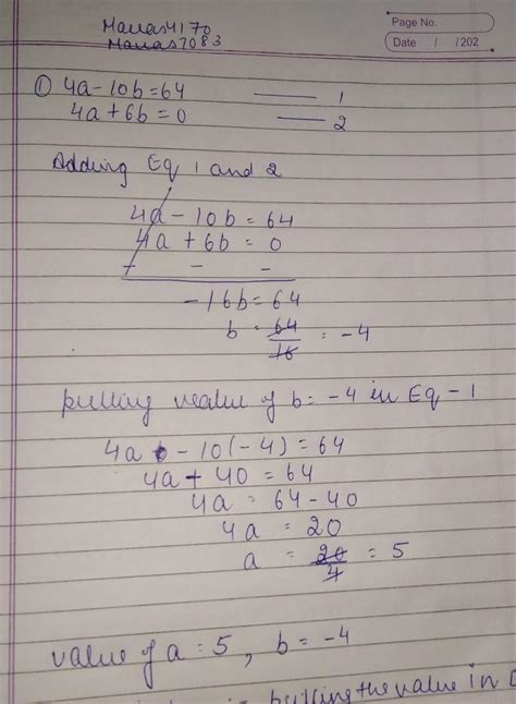 Using the graphical method, solve the simultaneous equations below ...