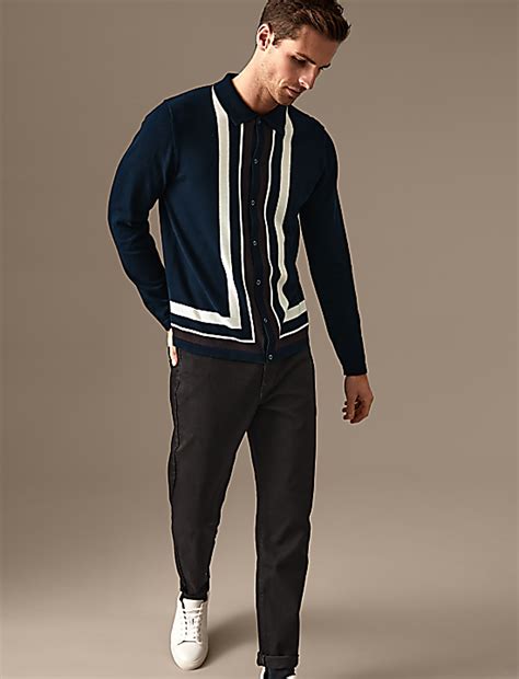 Buy Pure Cotton Striped Knitted Polo Shirt at Marks & Spencer