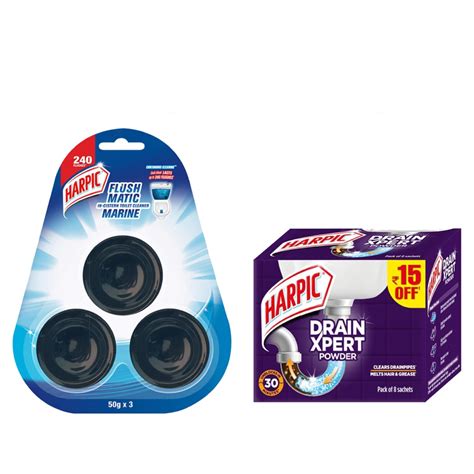 Harpic Flushmatic In-Cistern Toilet Cleaner Blocks, Marine - 150 g ...