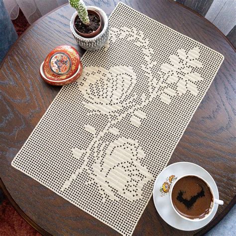 Image result for Rose Filet Crochet Table Runner Pattern