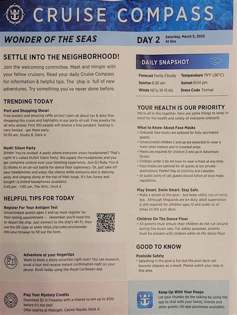 Royal Caribbean WONDER of the Seas, Cruise Compass, March 4, 2022 — Home