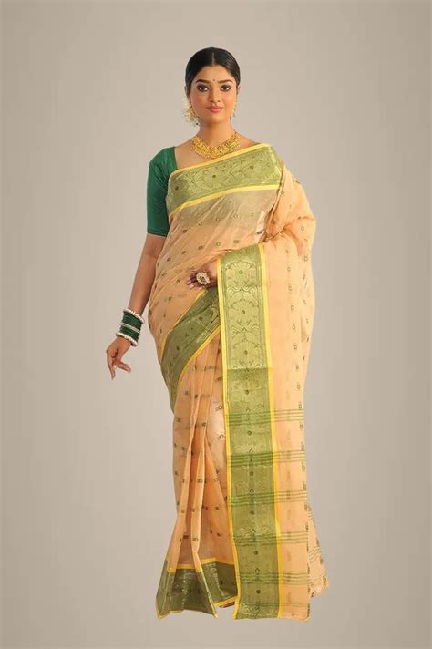 Raj Saree House Yellow Traditional Pure Cotton Bengal Handloom Tant ...