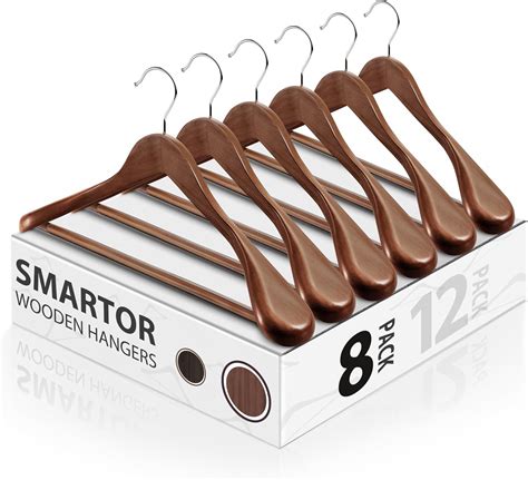 Amazon.com: SMARTOR Wooden Hangers, 8 Pack - Wide Shoulder Wooden Suit ...