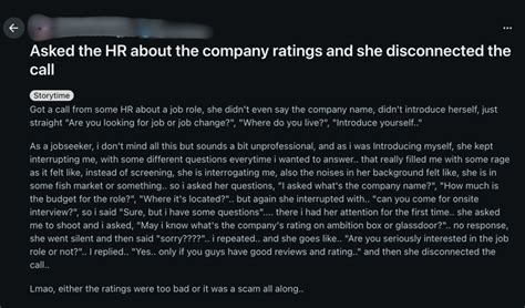 HR hung up after being asked about company ratings: This candidate’s ...