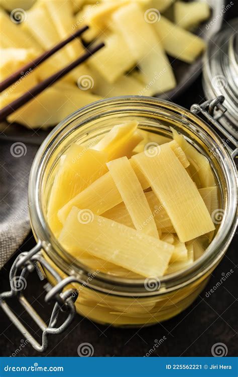 Sliced Canned Bamboo Shoots in Jar Stock Image - Image of pile, asian ...
