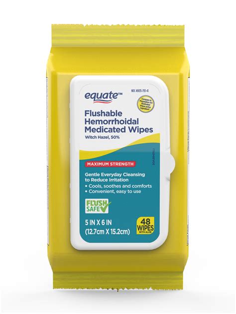 Equate Witch Hazel Flushable Hemorrhoidal Medicated Wipes, 48 Count - Walmart Business Supplies