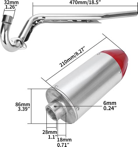 Buy 28mm Exhaust Muffler Silencer Pipe Assembly for CRF50 XR50 GY6 70cc ...