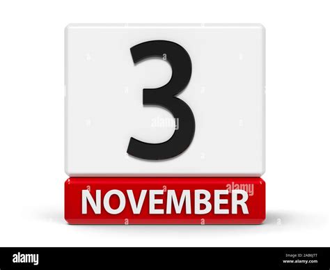 Red and white calendar icon from cubes - The Third of November - on a ...
