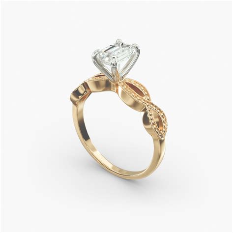 GIA 1.08 Carat H-VVS2 Good Cut Emerald Diamond Infinity Vintage-Style ...