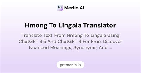 Hmong to Lingala Translator