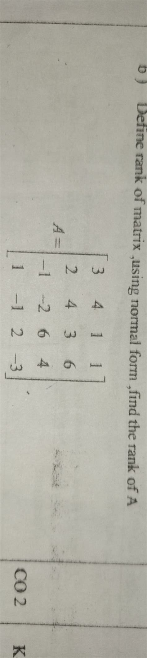 Image result for Rank of Matrix Normal Form 4 4 Engineering