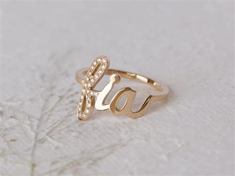 Solid Gold Name, 14K Name Ring, 18K Name, Push Gift Jewelry, Push ...