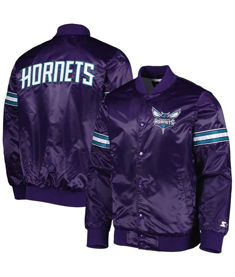 Starter Satin Full-Snap Pick & Roll Charlotte Hornets Purple Jacket ...