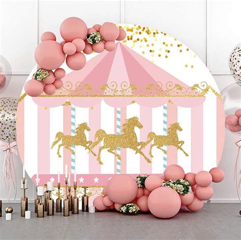 Buy Renaiss 6x6ft Merry Go Round Round Backdrop Cover for Photoshoot ...