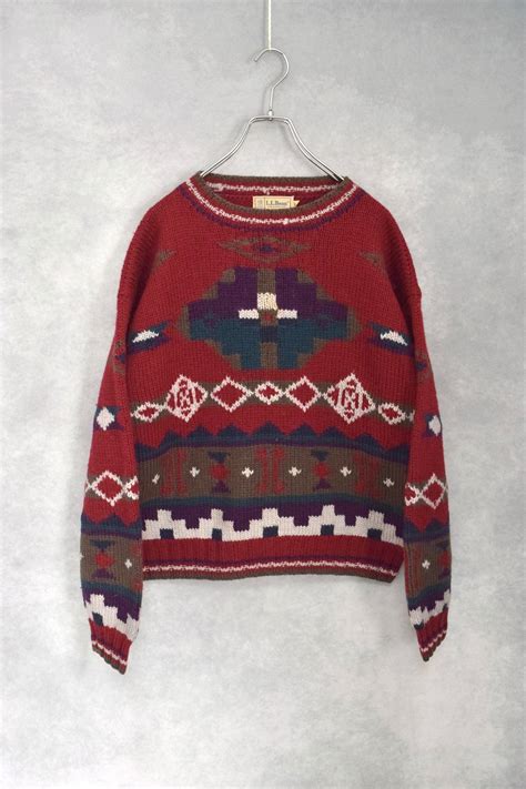 old " L.L.bean " native pattern wool knit / size L | " YEAH " used ...