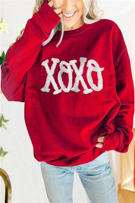 Serena XOXO Chenille Embroidered Pullover Sweatshirt | Jane.com