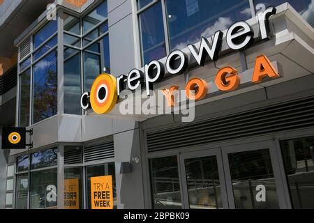 A logo sign outside of a CorePower Yoga location in Washington, D.C ...