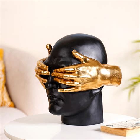 Symbolic Face Showpiece Black And Gold Online - Premium Decor Object ...