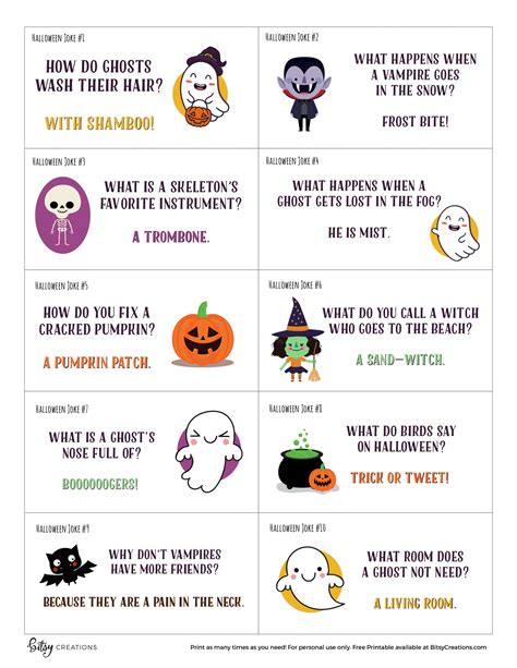 Halloween Kid Jokes Printable