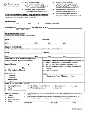 Fillable Online advancechc Authorization for Release / Request of ...