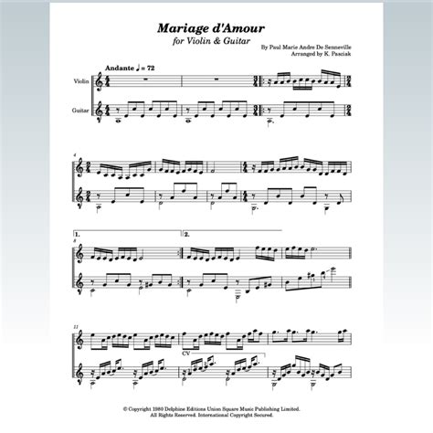 Mariage D'amour (arr. Kenneth Pasciak) by Clayderman Richard Sheet ...