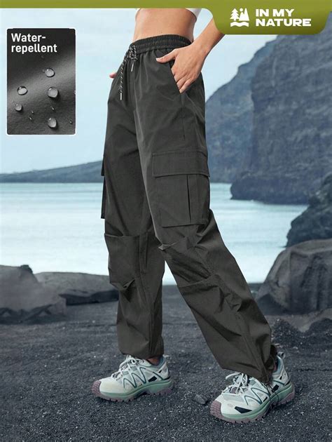 In My Nature Women's Casual Solid Color Drawstring Utility Cargo Pants ...