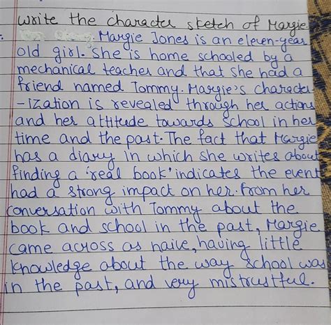 Write a character sketch of margie in about 100-150 words Class: IX ...