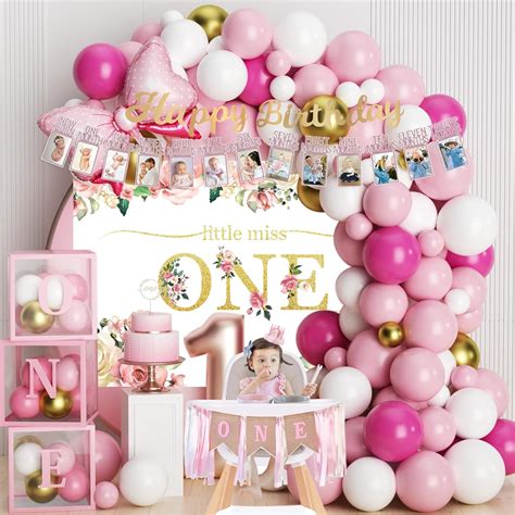 Amazon.com: Baby Girl 1st Birthday Decorations , Baby First Birthday ...
