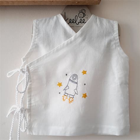 Organic Cotton Sleeveless Embroidered Baby Jabla - Rocket – KEEBEE