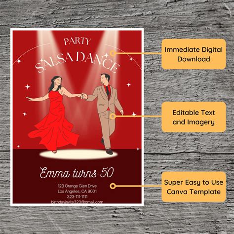 Salsa Dance Theme Birthday Party Invitation, Dancing Spanish Latina ...