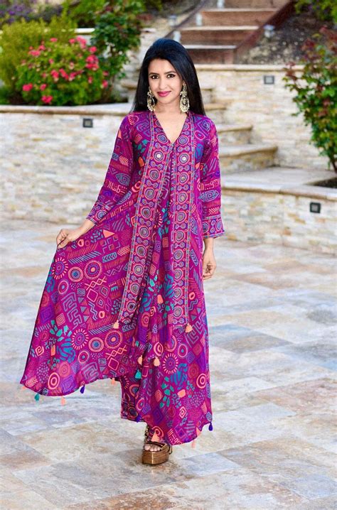 Coord Set Women Indo Western - Purple Pink Butterfly Coord Set – Label DC