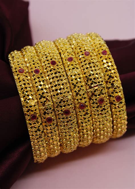 RUBY STONE 6 PC BANGLES – Sonchafa