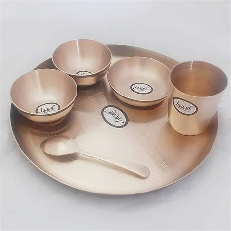 Buy Janak Bronze (KANSA) THALI Dinner Set - GARVI GUJARAT | Golden ...