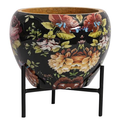 PAPER PLANE DESIGN Decorative Round Wooden Planter Pots for Indoor ...