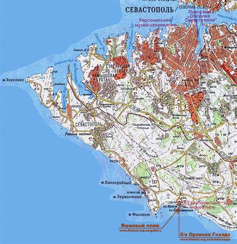 Севастополь карта береговой линии с населенными пунктами