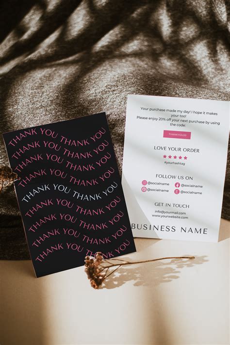 DIY Luxury Small Business Thank You Card Template Printable Modern ...