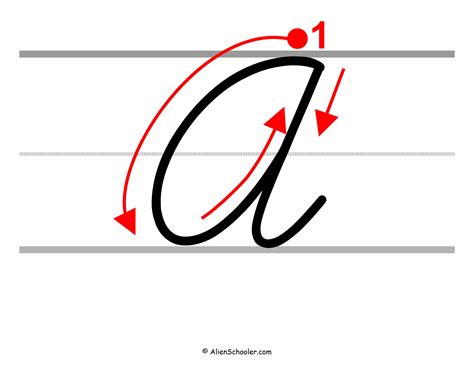 How To Write a Capital Cursive A - Free Printable PDF - Alien Schooler