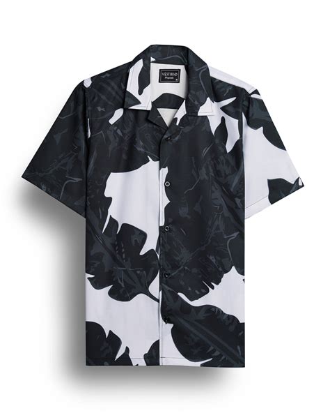 Buy black leaf printed camp collar shirt for men in Vestirio – VESTIRIO