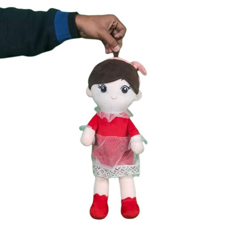 Buy Play Hour Ellie Rag Doll Plush Soft Toy Wearing Red Dress for Ages ...