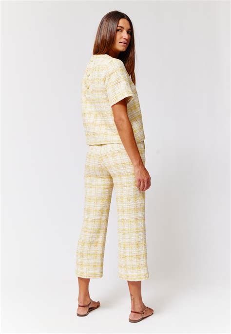 THE STRAIGHT LEG TROUSER in LEMON TWEED - Lisa Marie Fernandez