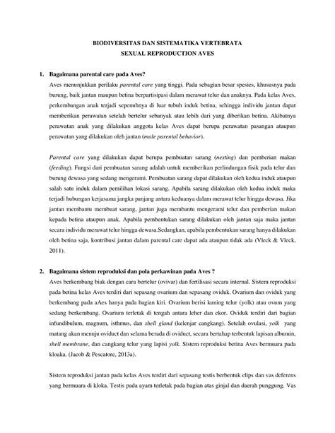 Biodiversitas dan Sistematika Vertebrata Sexual Reproduction Aves ...