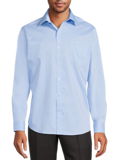 George Men's Classic Dress Shirt with Long Sleeves, Cotton-Polyester ...