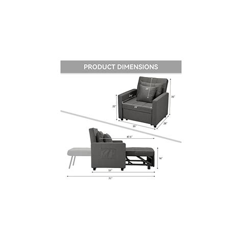 Buy BIGSYY 3-in-1 Chair Bed, Folding Sofa Bed with Adjustable Backrest ...