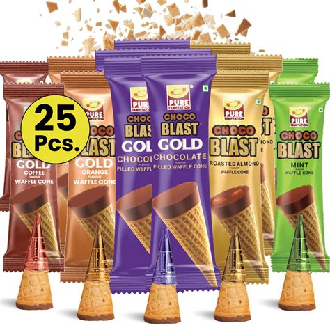 Pure Temptation Chocoblast Choco-Filled Waffle Cones [25 Pieces ...