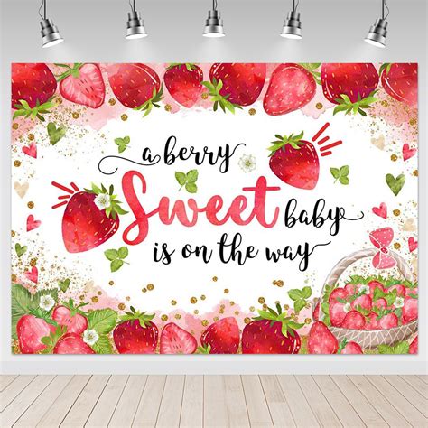 Amazon.com : Mocsicka Strawberry Baby Shower Backdrop 7x5ft Strawberry ...
