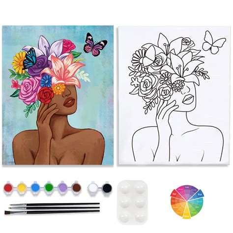 VALLSIP Canvas Painting Kits Pre Drawn Canvas for Painting for Adults ...
