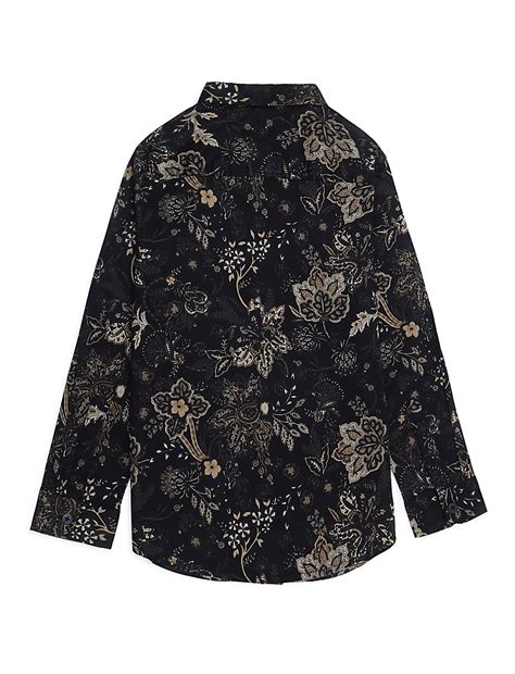 Buy Cotton Mix Floral Print Spread Collar Shirt at Marks & Spencer