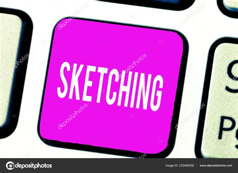 Handwriting text Sketching. Concept meaning Making a rough drawing of ...
