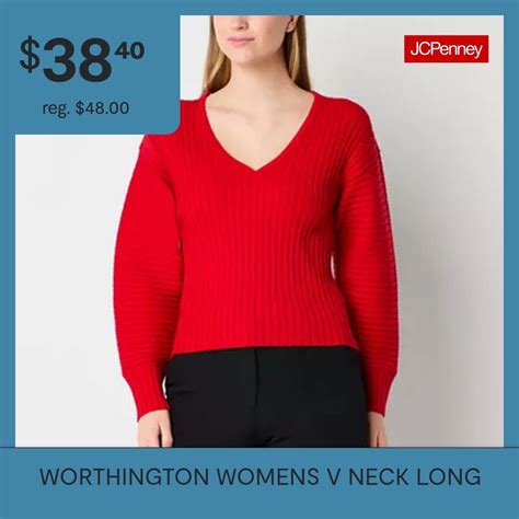 Worthington Womens V Neck Long Sleeve Pullover Sweater - JCPenney ...